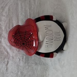 Rae Dunn Handsome Devil Halloween Gnome Ceramic Cookie Jar